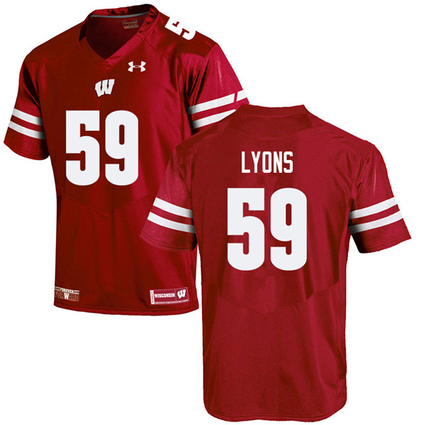 Wisconsin Badgers Men's #59 Andrew Lyons NCAA Under Armour Authentic Red College Stitched Football Jersey LH40A67OW